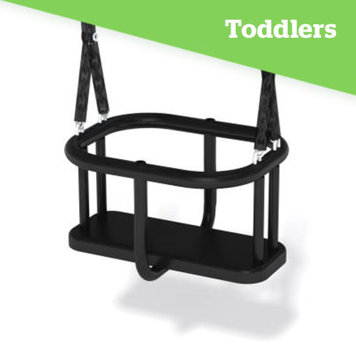Black plastic cradle swing seat on a white background